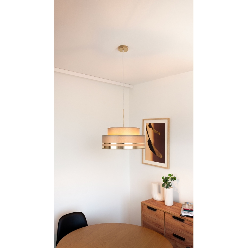 Luster na lanku TAMI 1xE27/60W/230V hnedá/zlatá
