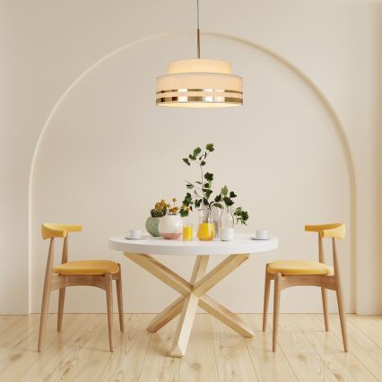 Luster na lanku TAMI 1xE27/60W/230V pr. 40 cm béžová/zlatá