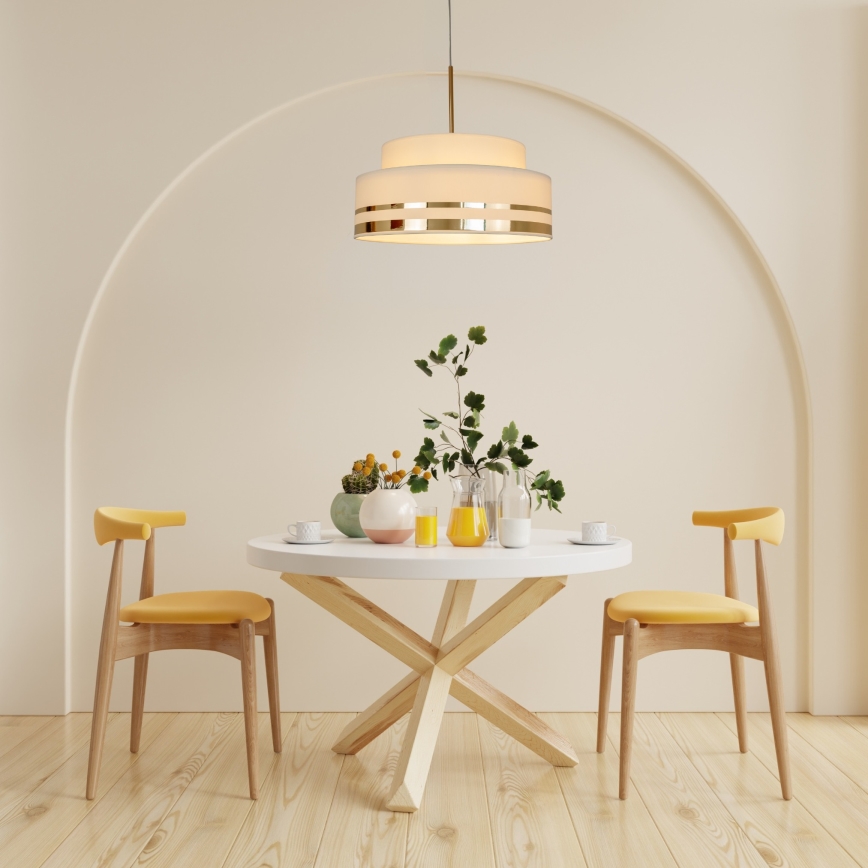 Luster na lanku TAMI 1xE27/60W/230V pr. 40 cm béžová/zlatá