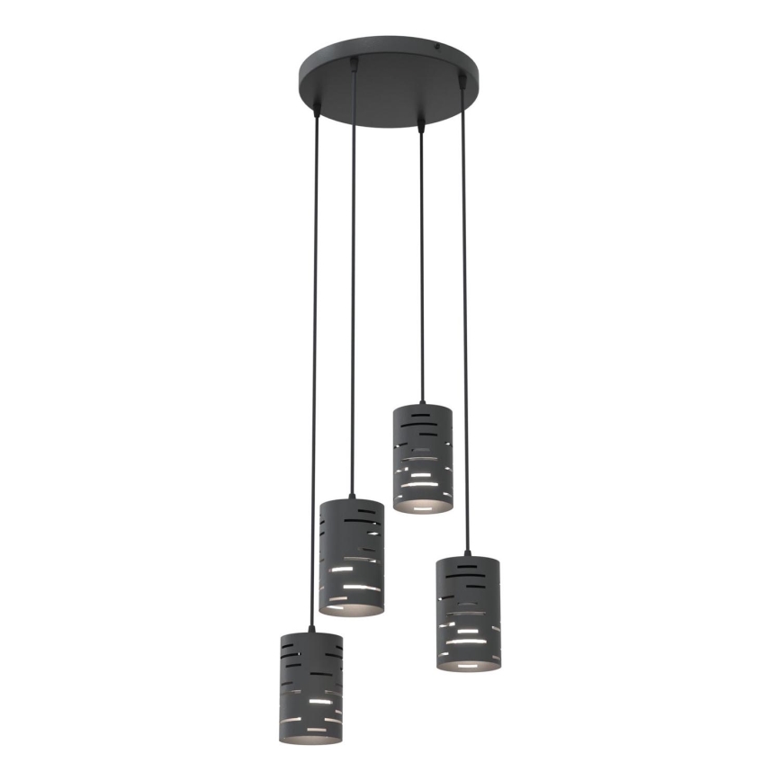 Luster na lanku TANK 4xE27/15W/230V pr. 36 cm čierna