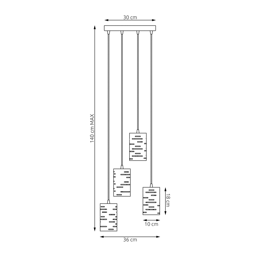 Luster na lanku TANK 4xE27/15W/230V pr. 36 cm čierna