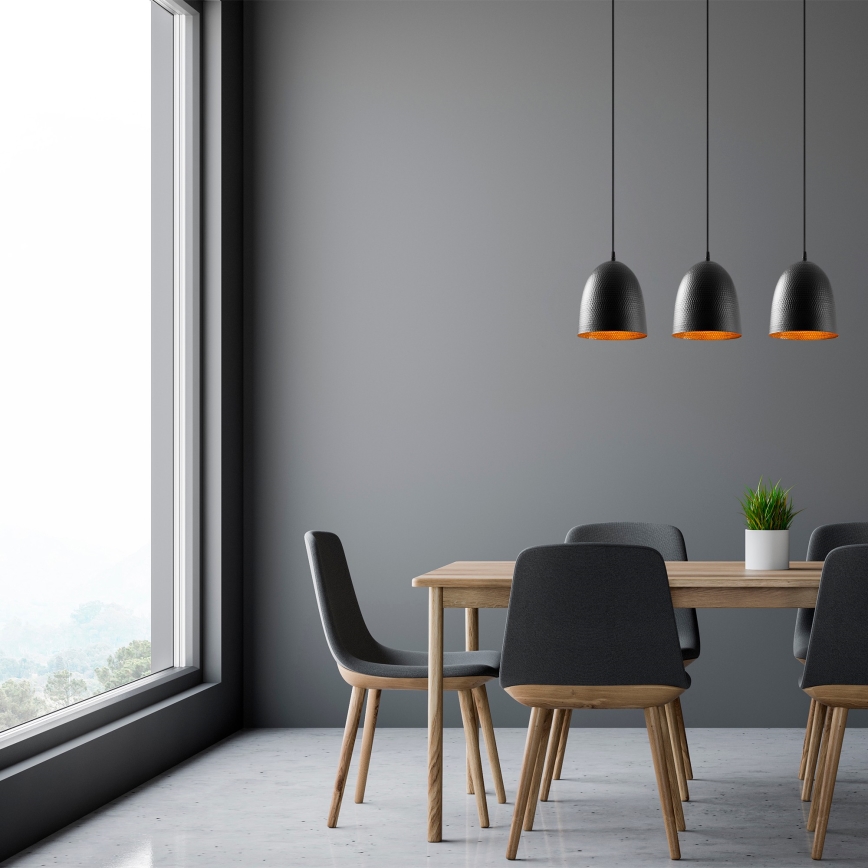 Luster na lanku TATTOO 3xE27/40W/230V čierny