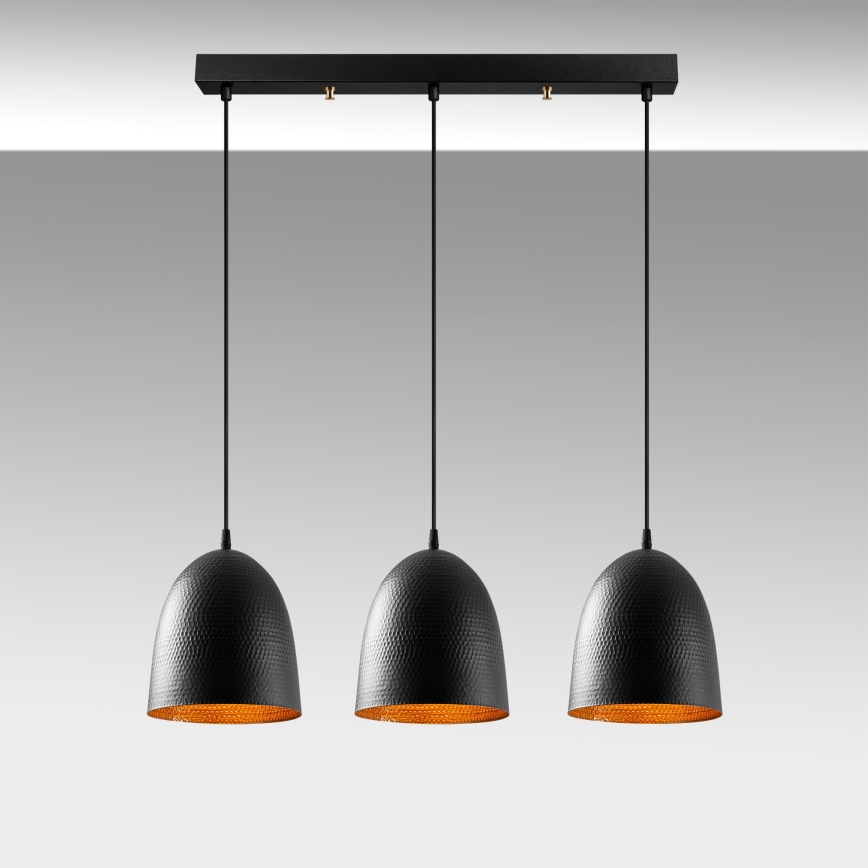 Luster na lanku TATTOO 3xE27/40W/230V čierny