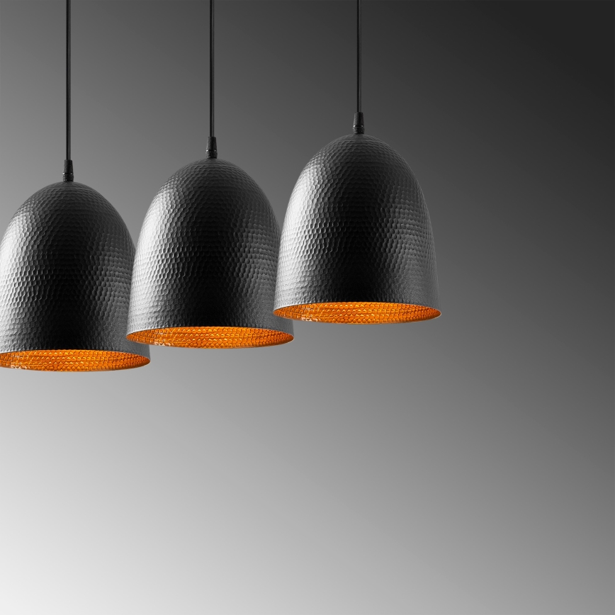 Luster na lanku TATTOO 3xE27/40W/230V čierny