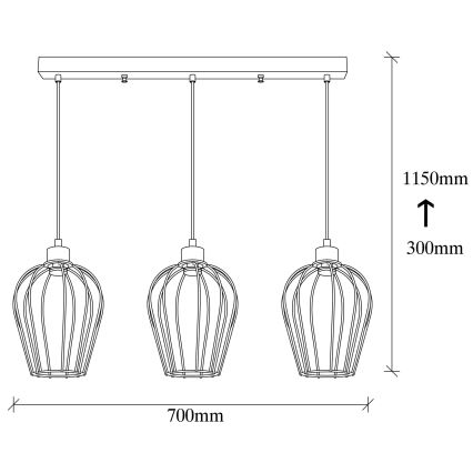 Luster na lanku TEL 3xE27/100W/230V