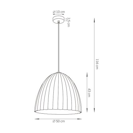 Luster na lanku TELMA 1xE27/60W/230V pr. 50 cm čierna/zlatá