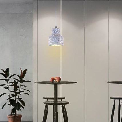 Luster na lanku TERRAZZO 1xE27/60W/230V pr. 12 cm šedá