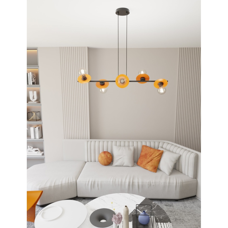 Luster na lanku TOKEN 6xE27/15W/230V oranžová