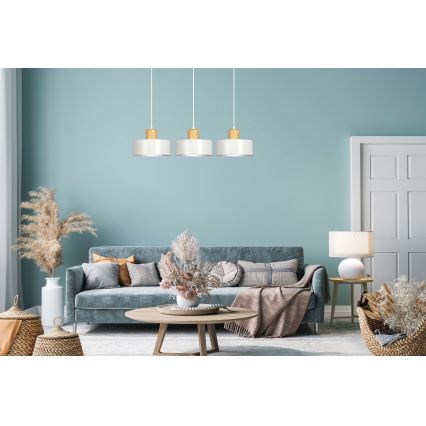Luster na lanku TORIN 3xE27/15W/230V biela