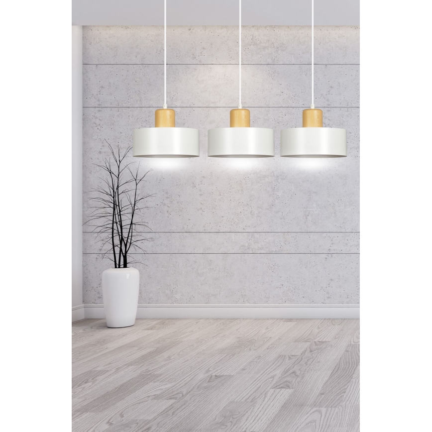 Luster na lanku TORIN 3xE27/15W/230V biela