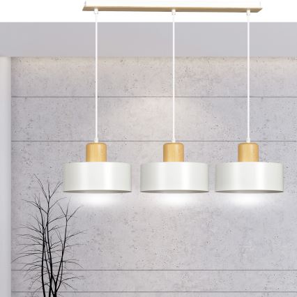 Luster na lanku TORIN 3xE27/15W/230V biela