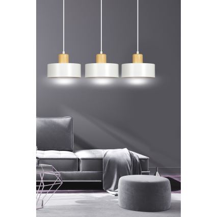 Luster na lanku TORIN 3xE27/15W/230V biela