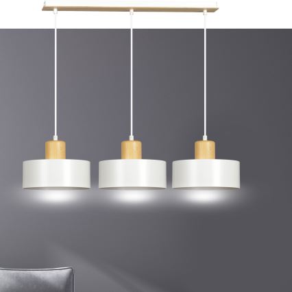 Luster na lanku TORIN 3xE27/15W/230V biela