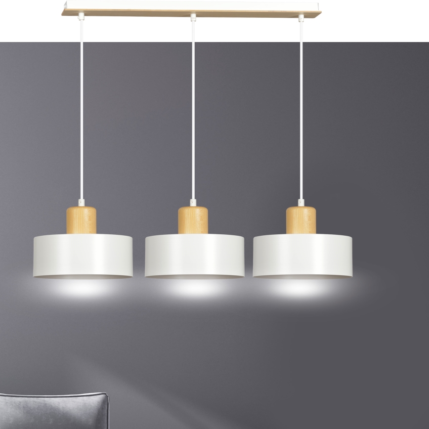 Luster na lanku TORIN 3xE27/15W/230V biela