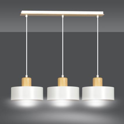 Luster na lanku TORIN 3xE27/15W/230V biela
