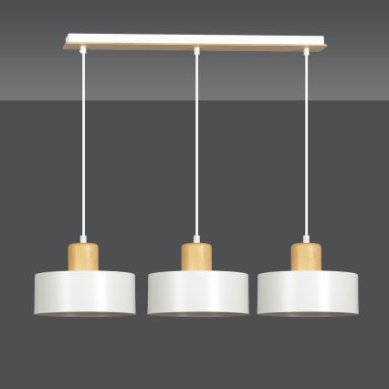 Luster na lanku TORIN 3xE27/15W/230V biela