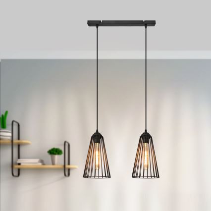 Luster na lanku TORRI 2xE27/15W/230V čierna
