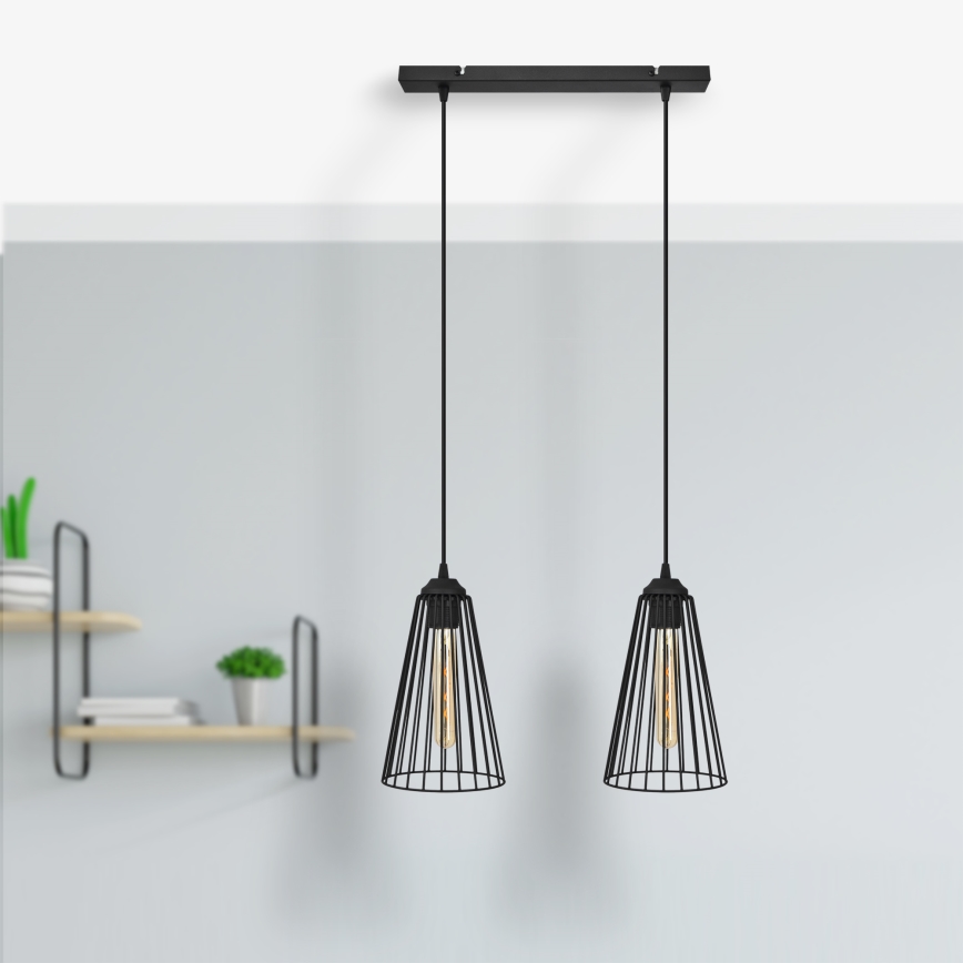 Luster na lanku TORRI 2xE27/15W/230V čierna
