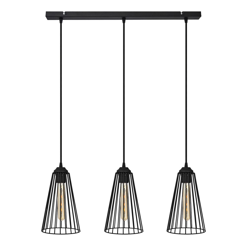 Luster na lanku TORRI 3xE27/15W/230V čierna