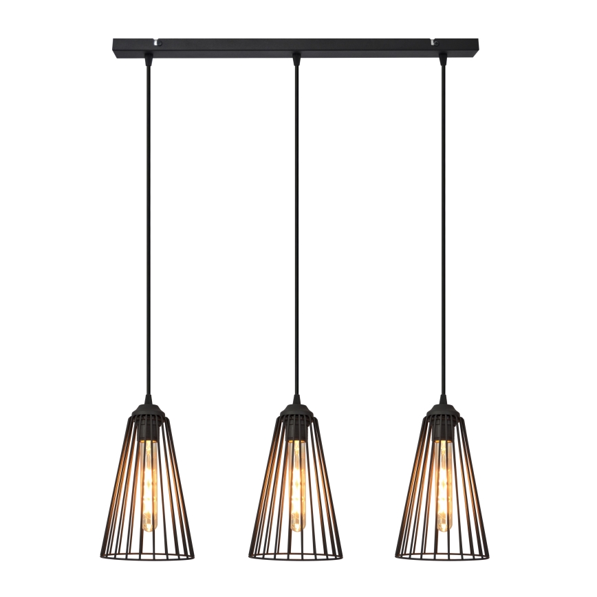 Luster na lanku TORRI 3xE27/15W/230V čierna