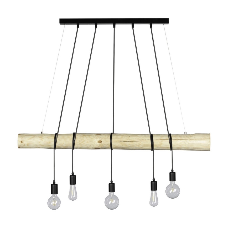 Luster na lanku TRABO 5xE27/60W/230V borovica