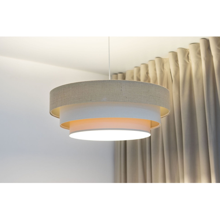 Luster na lanku TRINITI 1xE27/60W/230V, priemer 40 cm, béžová/krémová