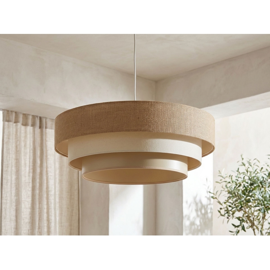 Luster na lanku TRINITI 1xE27/60W/230V, priemer 40 cm, béžová/krémová