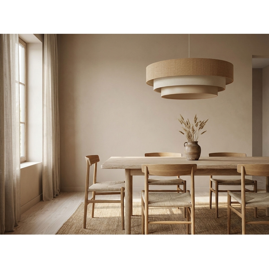 Luster na lanku TRINITI 1xE27/60W/230V, priemer 40 cm, béžová/krémová