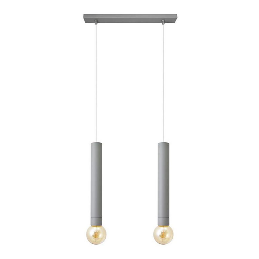 Luster na lanku TUBA 2xE27/15W/230V šedá