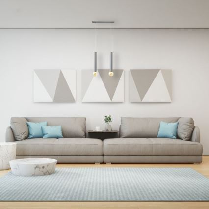 Luster na lanku TUBA 2xE27/15W/230V šedá