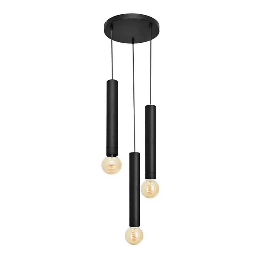 Luster na lanku TUBA 3xE27/15W/230V čierna
