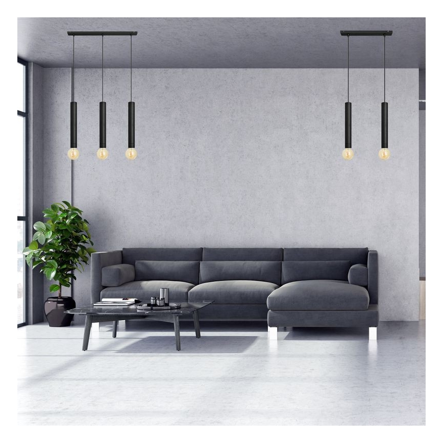 Luster na lanku TUBA 3xE27/15W/230V čierna