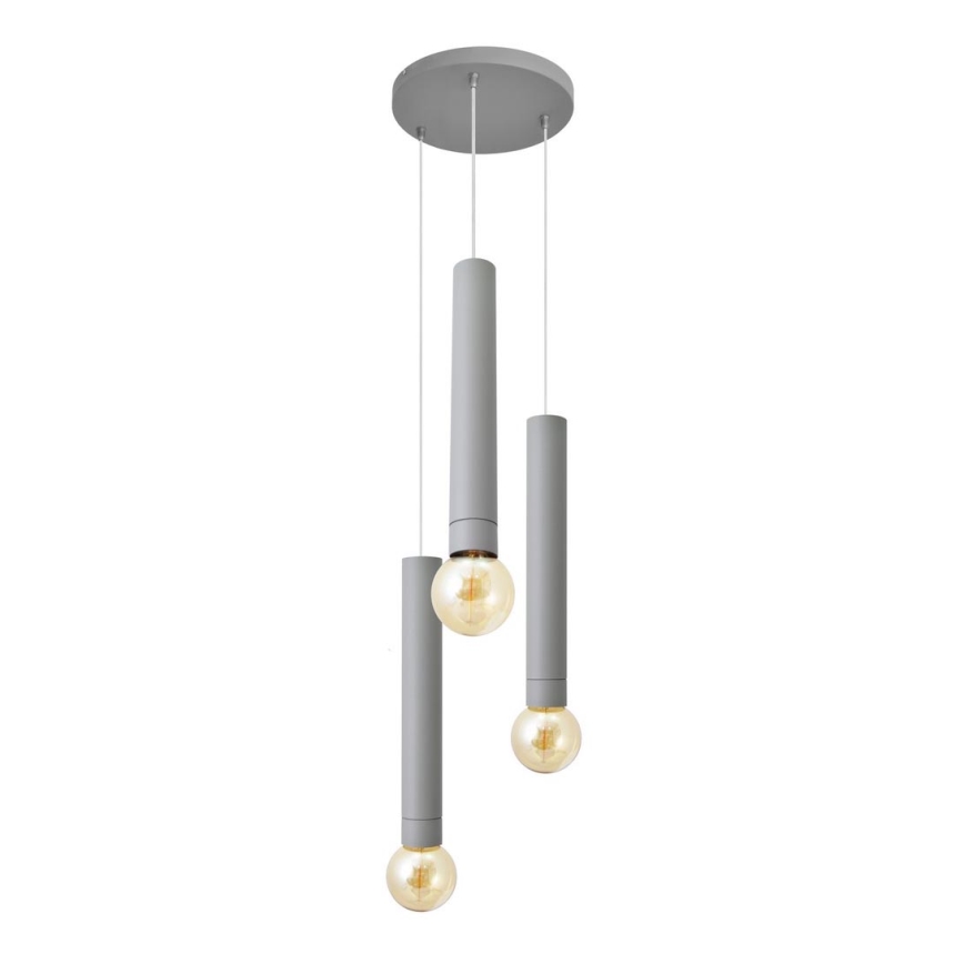 Luster na lanku TUBA 3xE27/15W/230V šedá