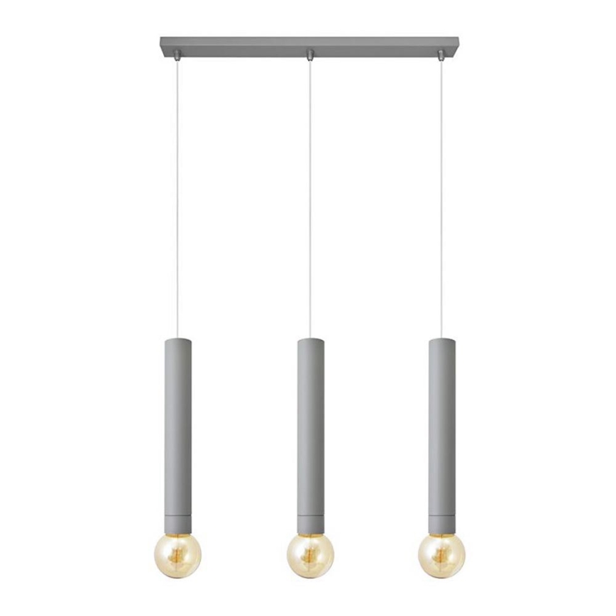 Luster na lanku TUBA 3xE27/15W/230V šedá
