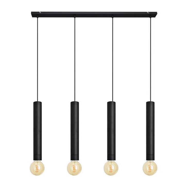 Luster na lanku TUBA 4xE27/15W/230V čierna