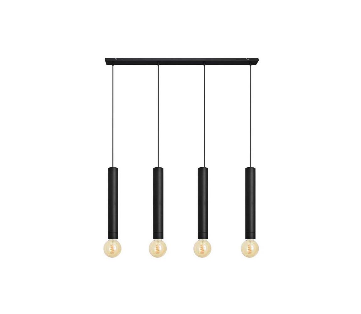  Luster na lanku TUBA 4xE27/15W/230V čierna W-L 1117/4 BK