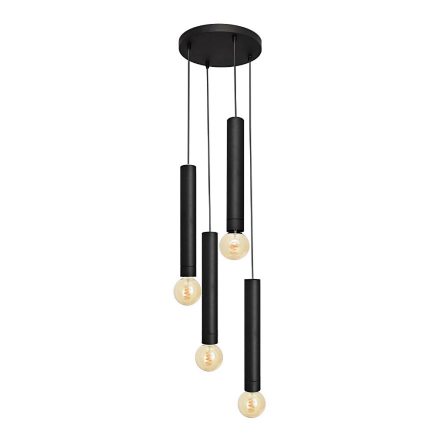 Luster na lanku TUBA 4xE27/15W/230V čierna