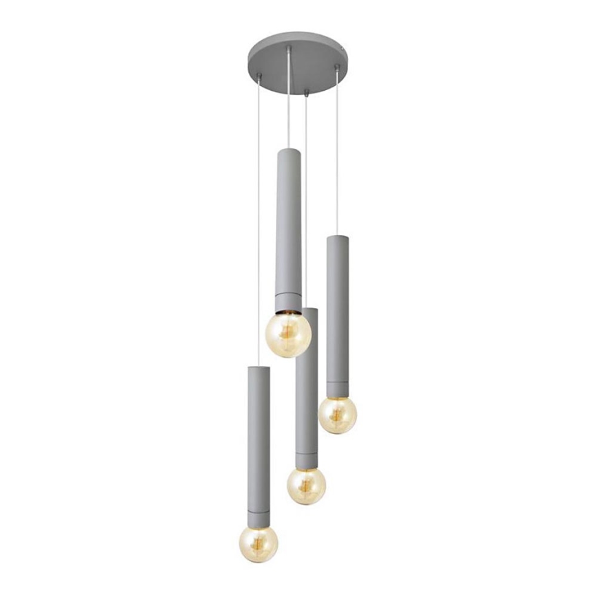 Luster na lanku TUBA 4xE27/15W/230V šedá