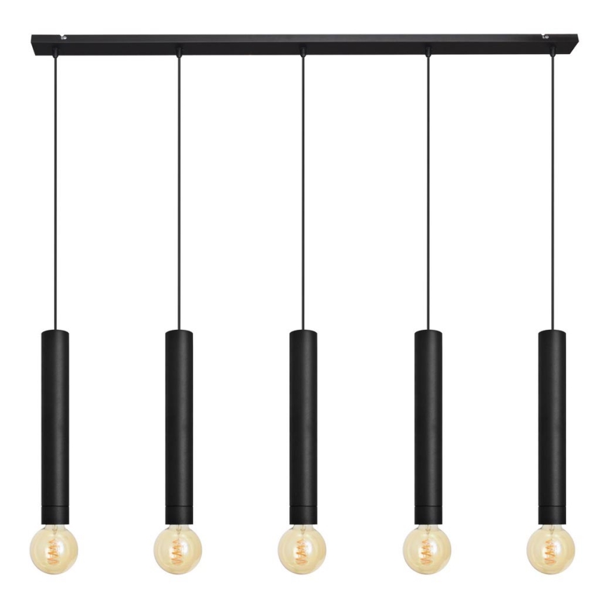 Luster na lanku TUBA 5xE27/15W/230V čierna