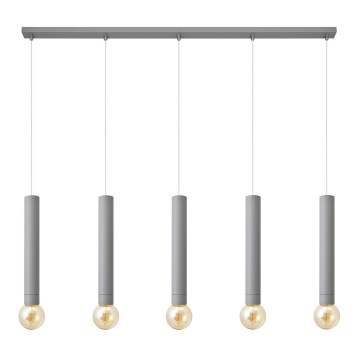 Luster na lanku TUBA 5xE27/15W/230V šedá