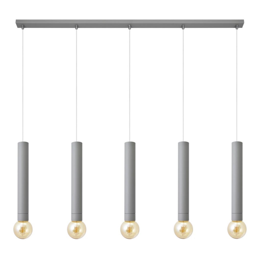 Luster na lanku TUBA 5xE27/15W/230V šedá