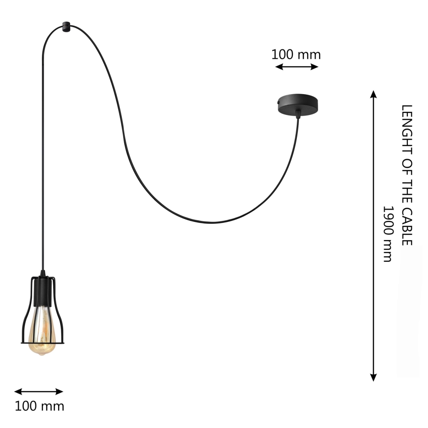 Luster na lanku TUBE 1xE27/15W/230V čierna