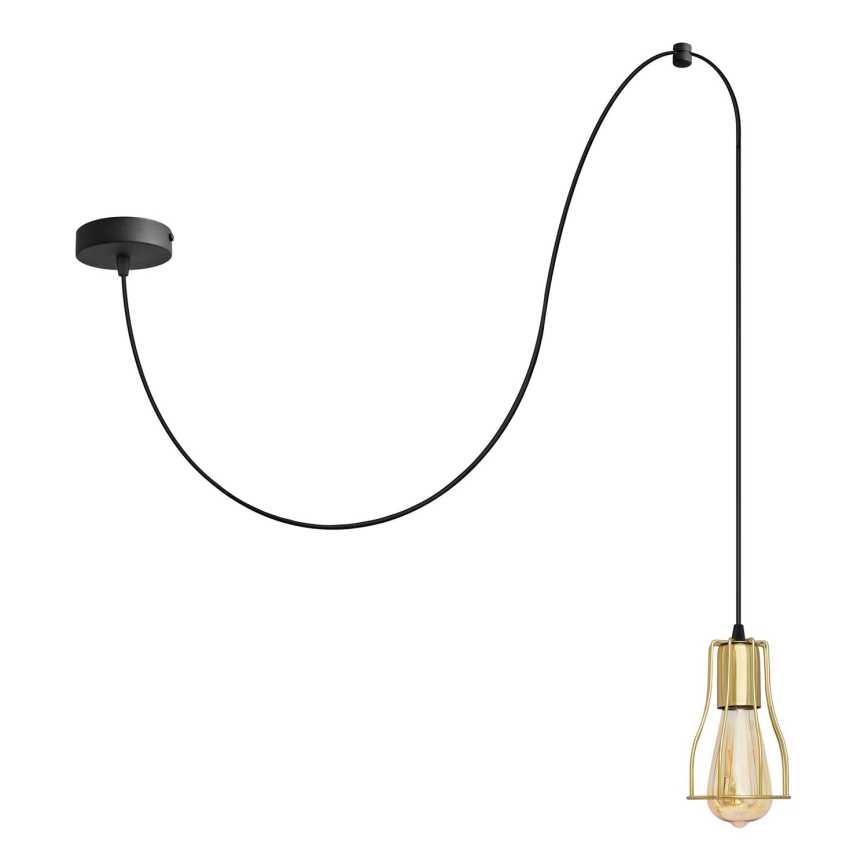 Luster na lanku TUBE 1xE27/15W/230V čierna/zlatá