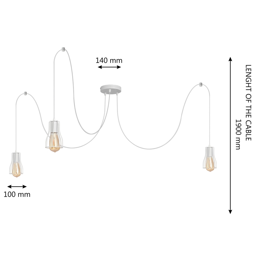 Luster na lanku TUBE 3xE27/15W/230V pavúk biela