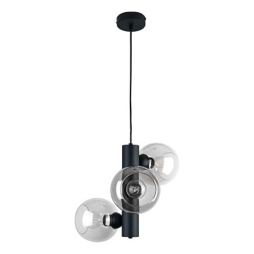 Luster na lanku TUBE 3xE27/60W/230V čierna/číra