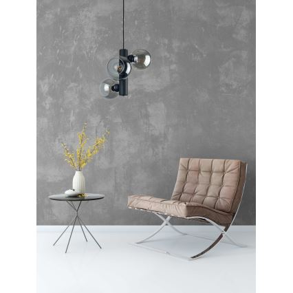 Luster na lanku TUBE 3xE27/60W/230V čierna/dymová čierna