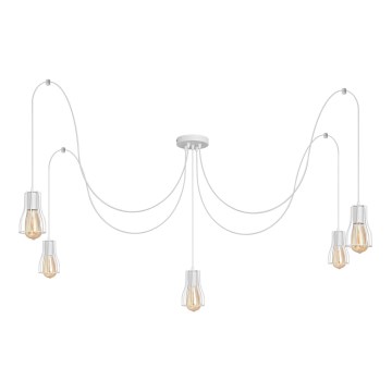 Luster na lanku TUBE 5xE27/15W/230V pavúk biela