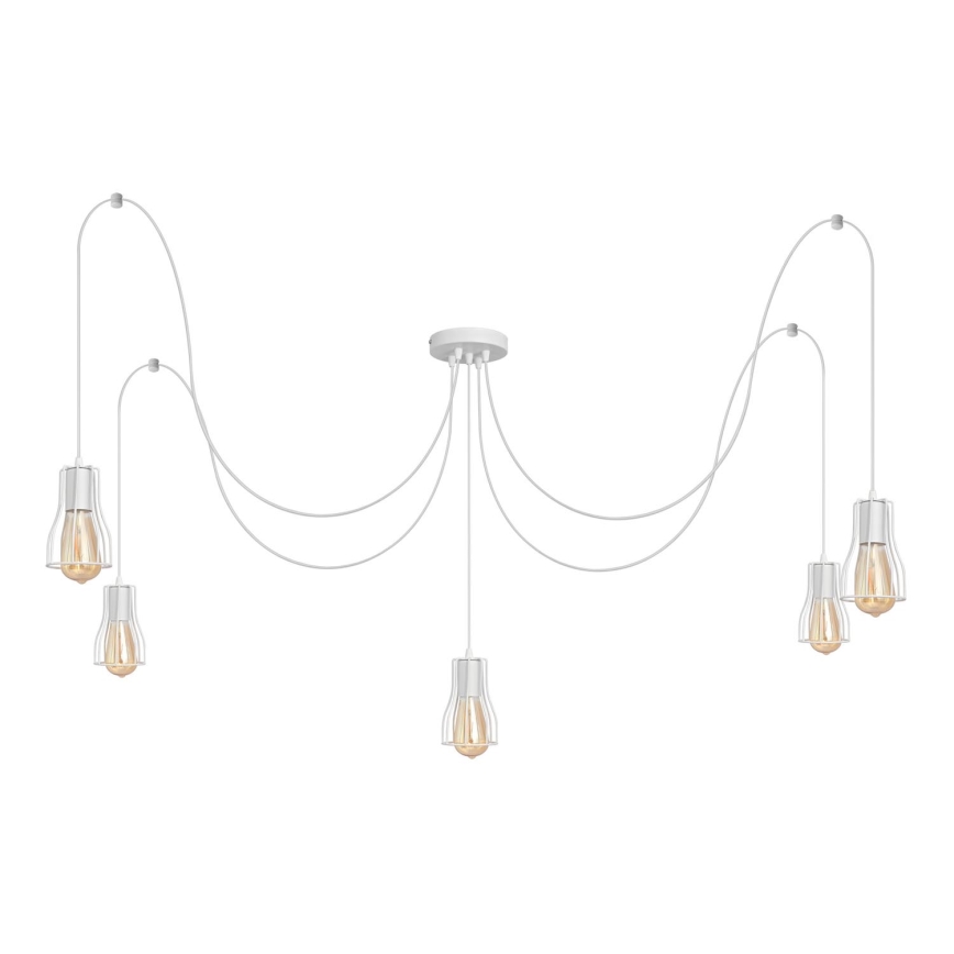 Luster na lanku TUBE 5xE27/15W/230V pavúk biela