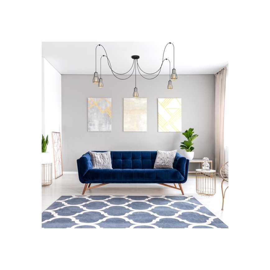 Luster na lanku TUBE 5xE27/15W/230V pavúk čierna/lesklý chróm