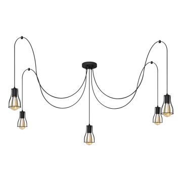 Luster na lanku TUBE 5xE27/15W/230V pavúk čierna